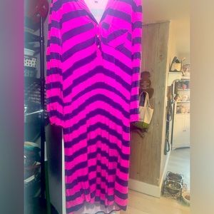 Lilly Pulitzer navy and pink striped cotton dress size large